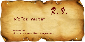 Rácz Valter névjegykártya